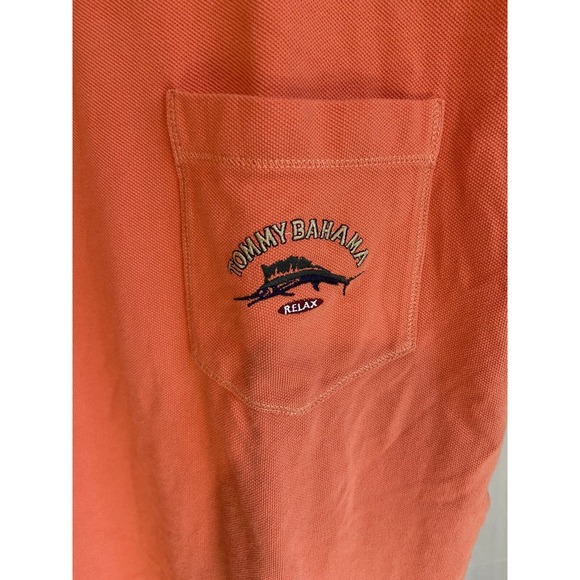 Men's Tommy Bahama 100% Cotton Relax Orange Pocket Golf T-Shirt- Size S - Picture 4 of 8